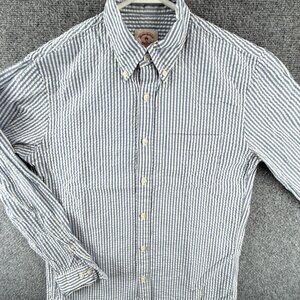 Brooks Brothers Seersucker Textured Button-Down Striped Small Blue Preppy Shirt